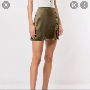 Reformation Robbie Silk Skirt- Olive Green